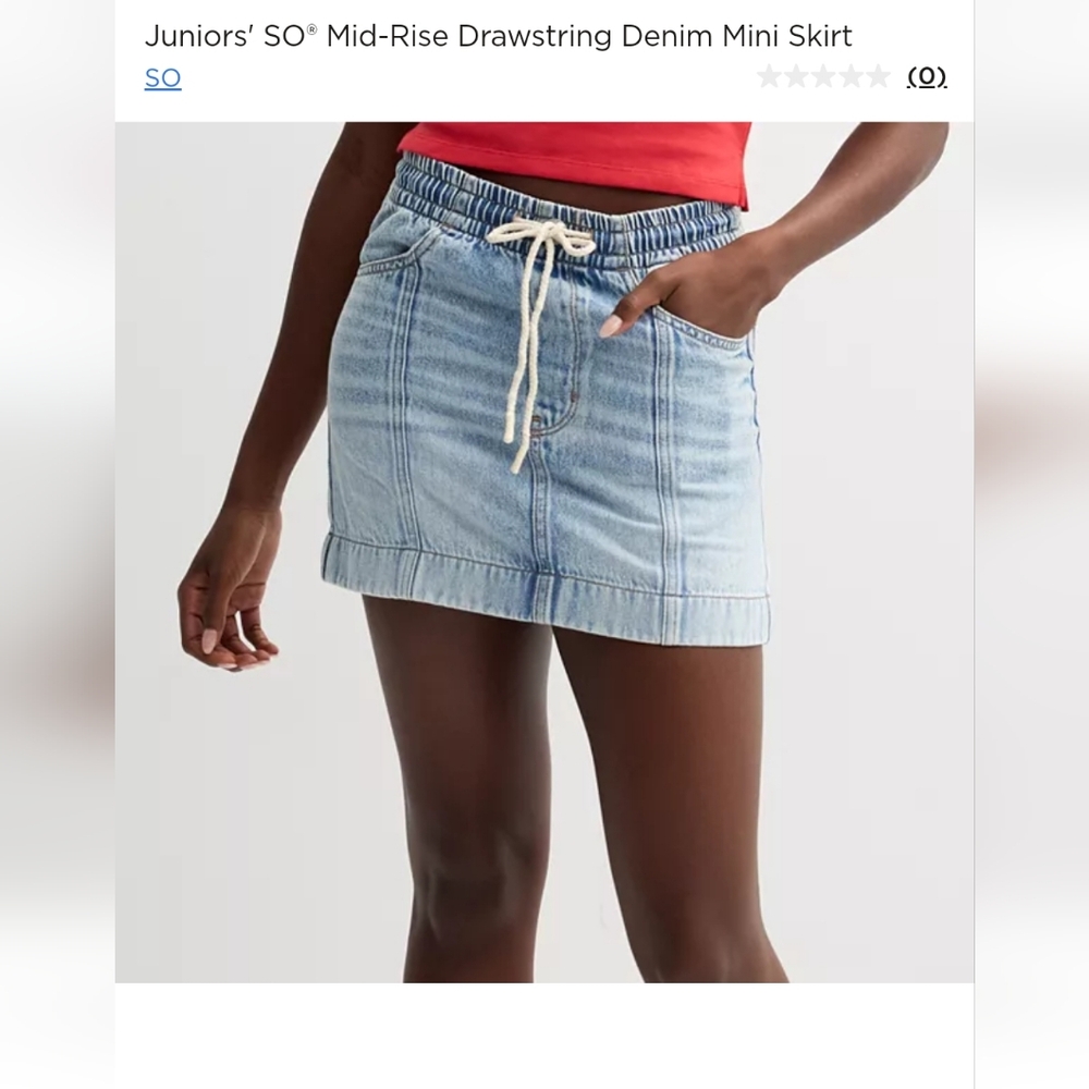 Juniors' SO Mid-Rise Drawstring Denim Mini Skirt XLARGE
